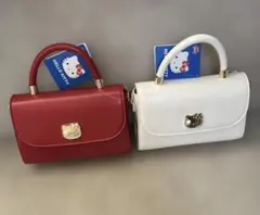 ハローキティ　持ち手付きロングストラップショルダープレートバッグ　赤白2種セット