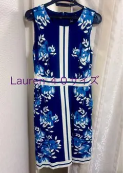 Lauren フラワープリント ノースリーブワンピース 40サイズ