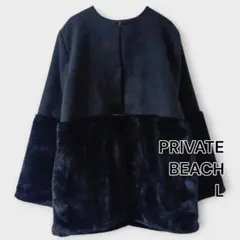 PRIVATE BEACHファー切り替えノーカラージャケット／ ブラックL