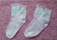レース模様 フリル付き ソックス シースルー 2足セット