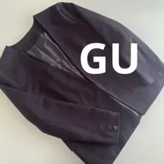 GU ウォッシャブル　ノーカラージャケット　黒　XL