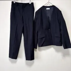 人気✨PLST スラブストレッチカラーレスジャケット　パンツ　紺　L ノーカラーのサムネイル
