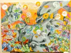 Toshiko 水彩画 アート作品 抽象画「いそぎんちゃくな花」 - メルカリ