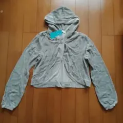 アースミュージック&エコロジー　フード付きグレーカーディガン Fサイズ