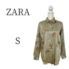 ★美品 ZARA ザラ カーキ アニマル柄 ブラウス S