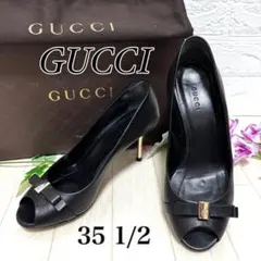 美品 GUCCI グッチ オープントゥ パンプス リボン GG 約23cm 箱付