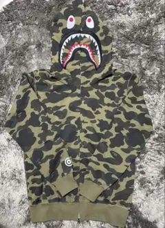 A Bathing Ape シャークパーカー　グリーン　Mサイズ