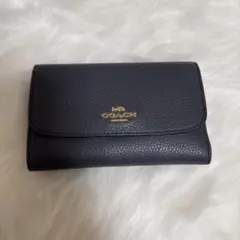 COACH コーチ 三つ折り財布 ブラック 黒 革 折り財布 コンパクト財布