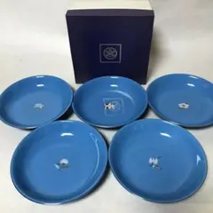 橘吉　青　花もようカレー皿5枚セット　軽約21.5㎝