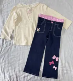 ベビー服 上下セット ミキハウス 90 100 うさこ リボン
