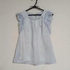 INGNI　水色 フリル袖 ノースリーブカットソー