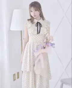 michellMacaron ドットフリルティアードワンピース XS - メルカリ