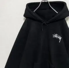 STUSSY ステューシー ワンポイント刺繍ロゴ　フリース パーカー　XL