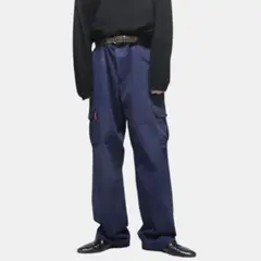 US古着　ダークネイビー　ワークパンツ　ストレートワイドパンツ　W