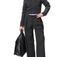 新品GUヘンリボーンタックワイドパンツXXL