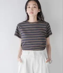 LOWRYS FARM フライスチビTシャツSS　ネイビーボーダーのサムネイル