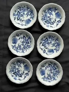 Blue Danube 青い花柄皿 小皿　5枚 大皿　6枚　まとめ売り レトロ】Blue Danube ブルーダニューブ青色花柄皿 6枚セット箱付き