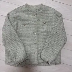 ツイード ノーカラージャケット