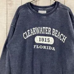 古着　長袖　スウェット 裏起毛　プリント　アメカジ ゆるだぼ