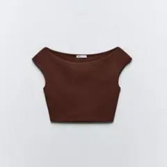 ZARA ボートネッククロップドトップスのサムネイル