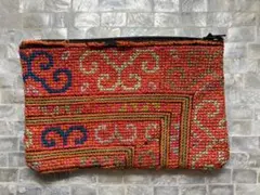 タイ　モン族　ファスナーポーチ　手刺繍　少数民族　ヴィンテージ