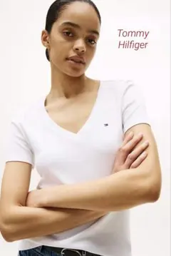 TOMMY HILFIGER トミーヒルフィガー VネックTシャツ ホワイト