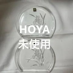 HOYA クリスタル 皿 2枚セット 花柄 保谷 ガラス皿 クリスタルガラス