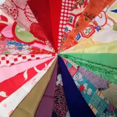 【古布カラフルセット⑨】アンティーク着物　はぎれ　計4.5m