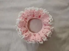 フリルシュシュ(ピンク)　ハンドメイド　ヘアアクセサリー　鍵編み　推し活