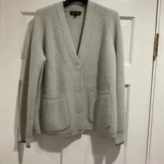 ドゥロワー　 drawer 7G畦編みVネックカーディガン　グレー　サイズ2