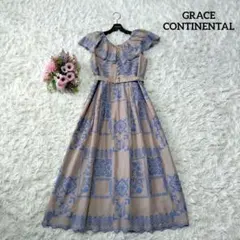 美品✨グレースコンチネンタル ノースリーブワンピース 花柄 ベルト