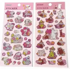 正規品　スヌーピー　ムーミン　ホログラム　ぷっくり　シール　2シートセット