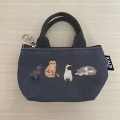 カルディ 猫 ポーチ ネイビー