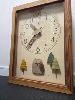 木製フクロウデザイン壁掛け時計