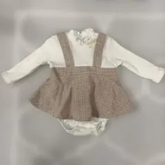 Cottoli コトリ　ツイードワンピ風ロンパース 80