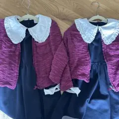 ネイビーフリル襟ドレス2着セット　入学式　卒園式　結婚式