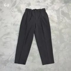 GU ドライワイドテーパードイージーアンクルパンツ S ブラック