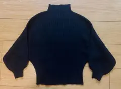 リブ編みハイネックセーター 黒