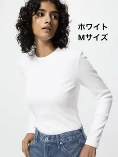 ユニクロ ソフトリブクルーネックT ホワイト Mサイズのサムネイル
