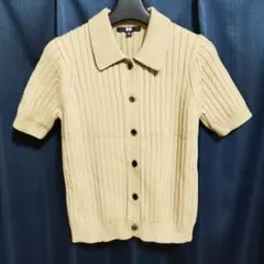 UNIQLO 半袖 リブニット ポロシャツ ベージュ M