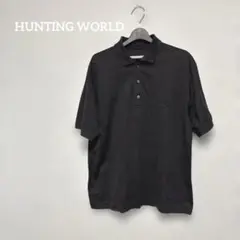 美品 ハンティングワールド ポロシャツ 半袖 黒 イタリア製 L相当 刺繍のサムネイル