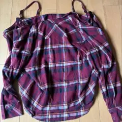チェック柄　長袖シャツ　M