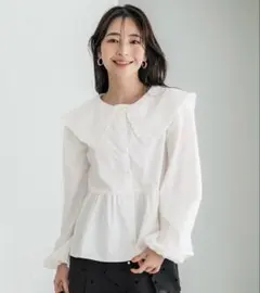 新品　coca ビッグカラー切り替えギャザーブラウス