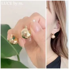 746 ゴールド ボールフープピアス 丸 お洒落 上品 大人可愛いのサムネイル