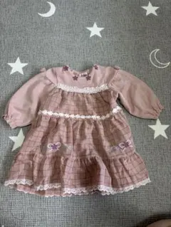 ベビードレス ピンク チェック柄