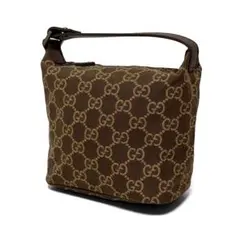 GUCCI グッチ ポーチ ハンドバッグ GGキャンバス ブラウン 良品