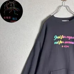 XL　スウェット　トレーナー　ジュンレッド　黒　マルチカラープリント　ゆるだぼのサムネイル