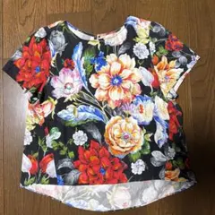 【未使用】Grace class 華やかな花柄 半袖ブラウス ブラックのサムネイル
