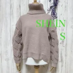 極暖♡SHEIN 袖コンシャス タートルネック ニット セーター モカ ベージュ