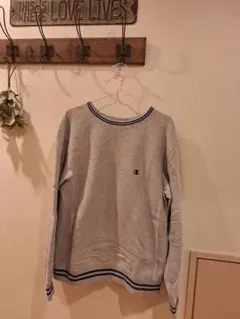 美品チャンピオン復刻青単タグ11.5ozグレー×リブラインリバースウィーブL